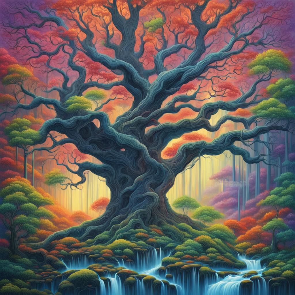 Surreal Forest Landscape in Torrential Downpour