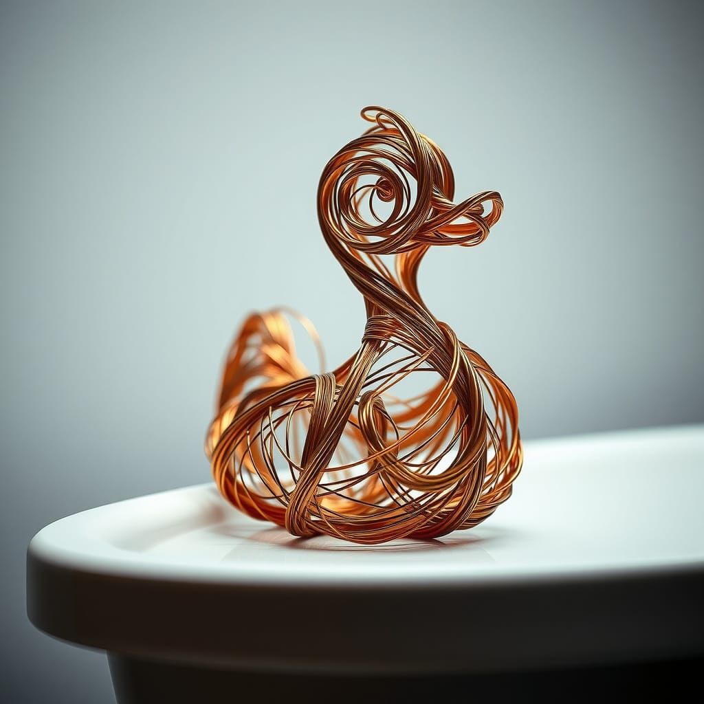 Bronze Wire Sculpture of a Rubber Duck