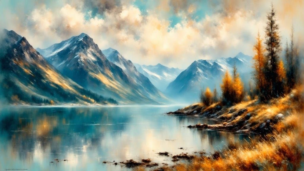 Spring Evening at Lake Jølster in Impressionist Style