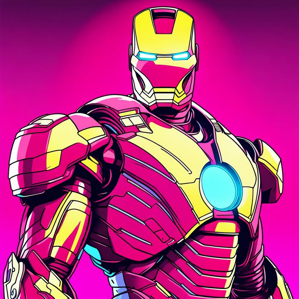 Iron Man in Synthwave Neon Style