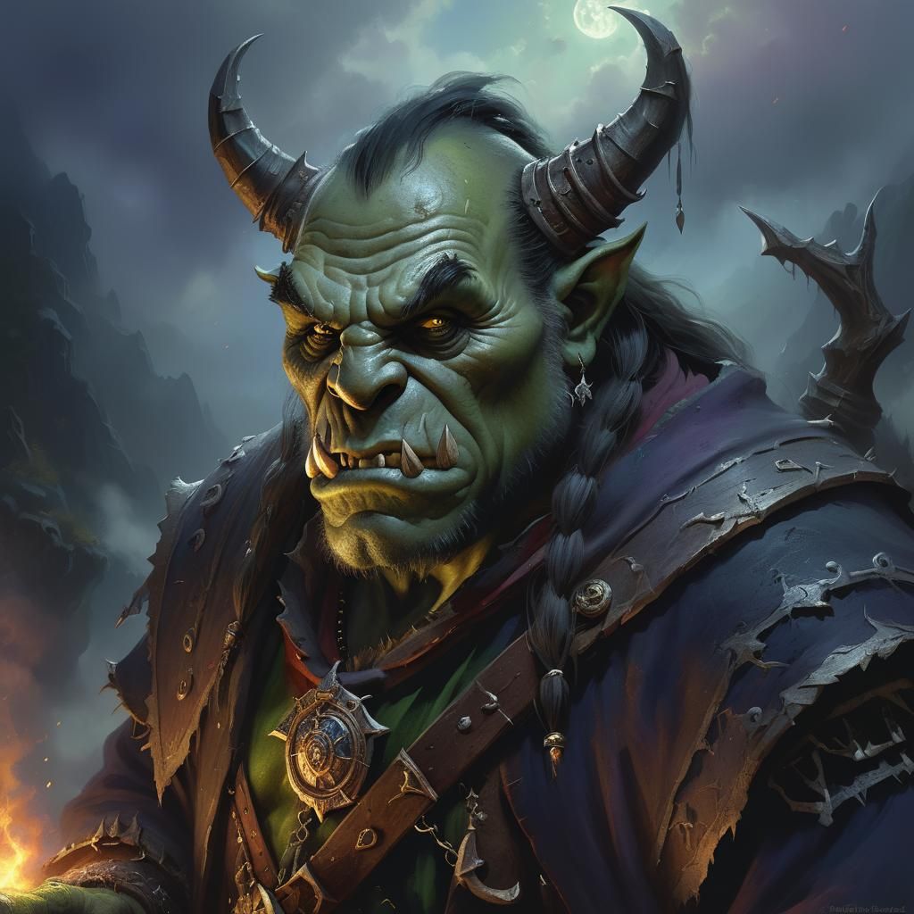 Evil Orc Wizard in Ethereal Fantasy Style