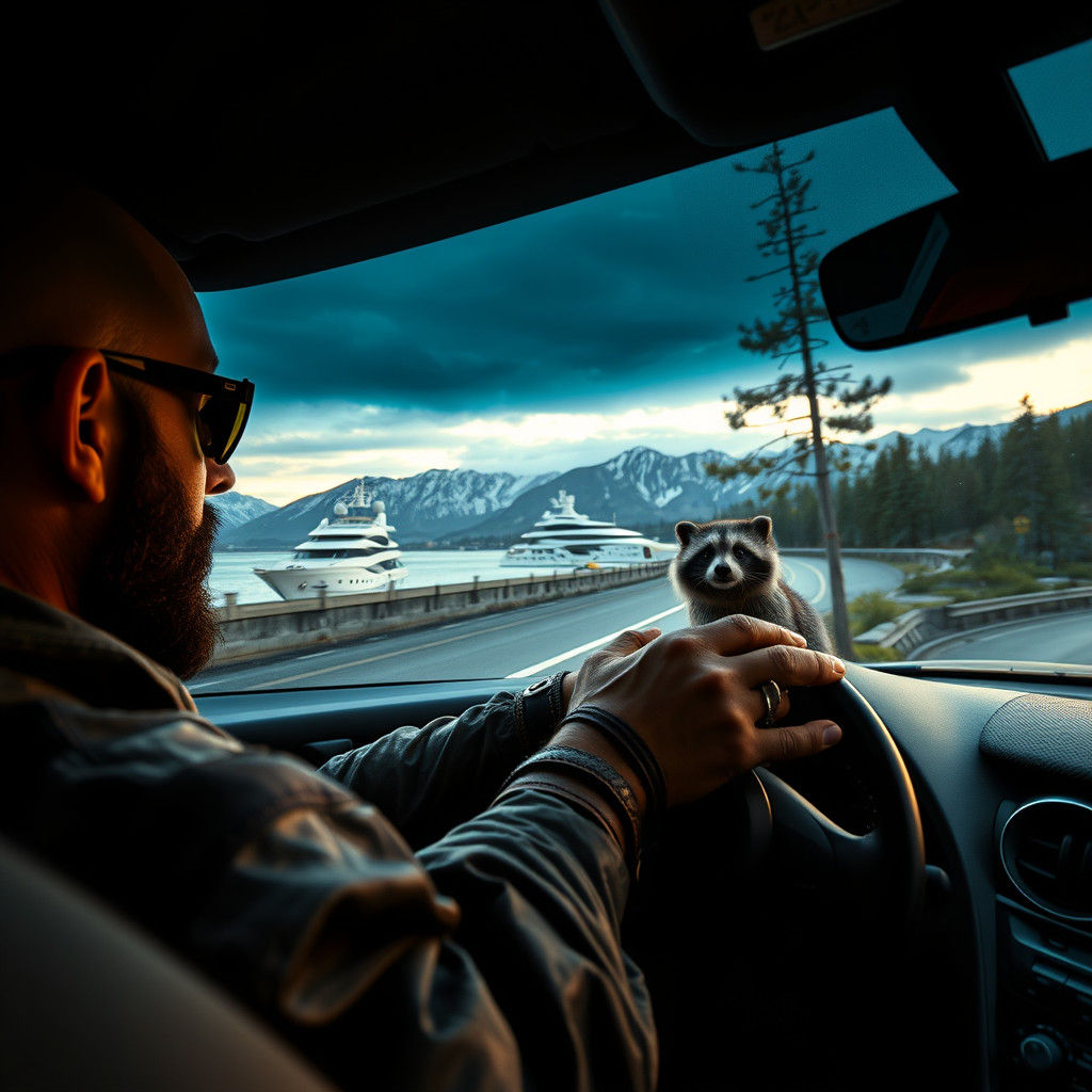 Corvette Taxi Speeds Through Cyberpunk Mountain View