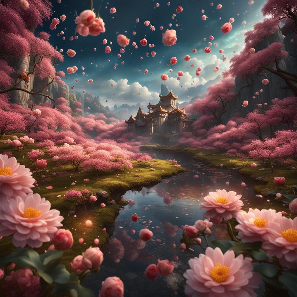 Festive Beauties in a Fantastical Detailed Painting