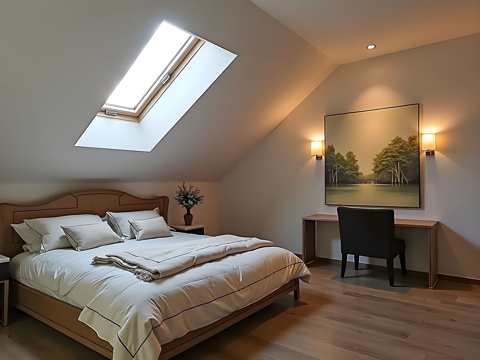 Billionaire Mansion Bedroom in Montreux at Golden Hour