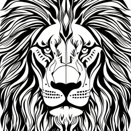 Lion Coloring Page in Abstract Art Style