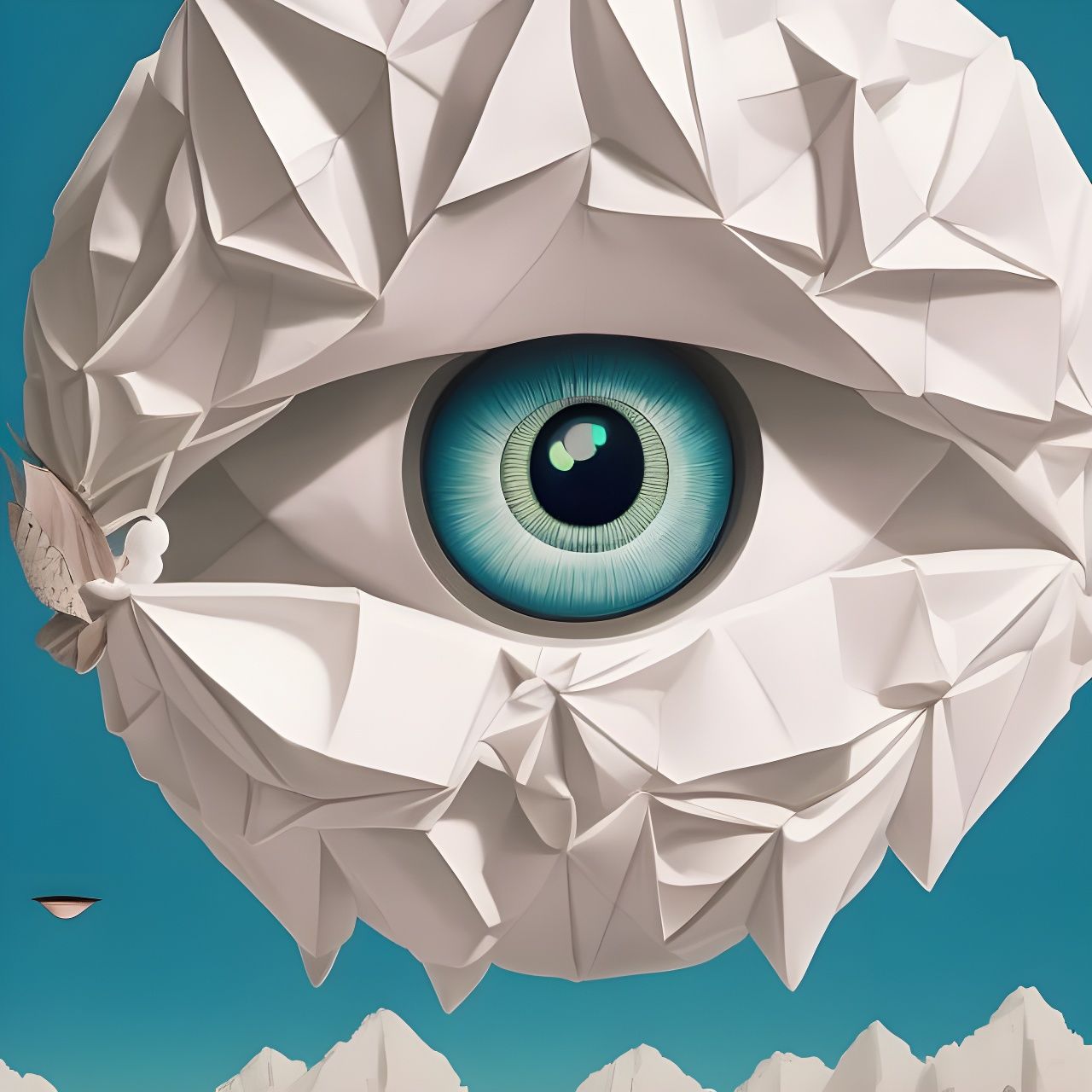Floating Origami Eyeball Inspired by Digital Artists