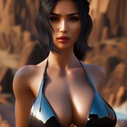 Erotic Nude Art Model Posing in Radiant Scenery