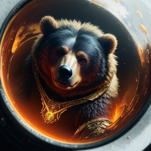 Cute Bear Emerges from Cheese Gumbo, Miyazaki Style