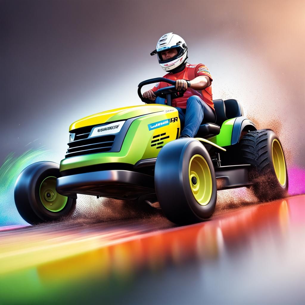 V8 Supercar Lawnmower: Detailed Splash Art Concept