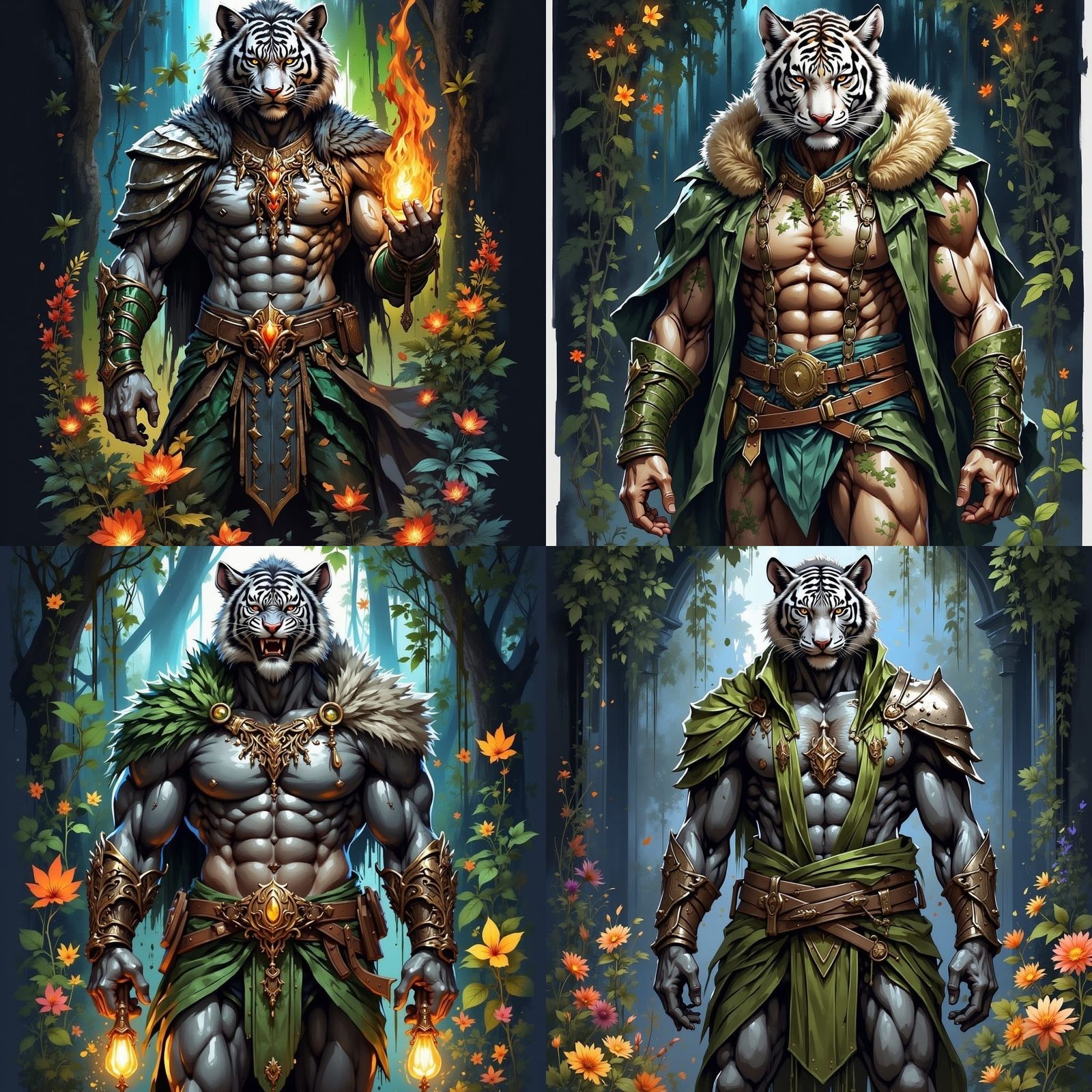 Tiger Druid in Fantasy Jungle Illustration