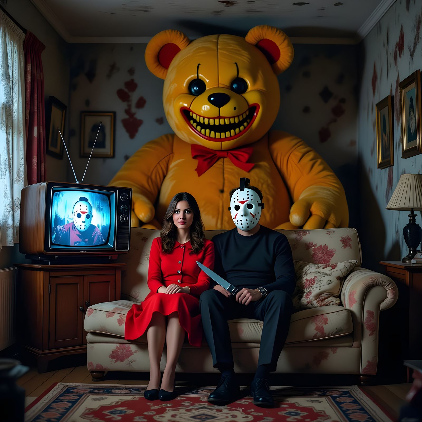 Couple Watches Horror Movie in Creepy House