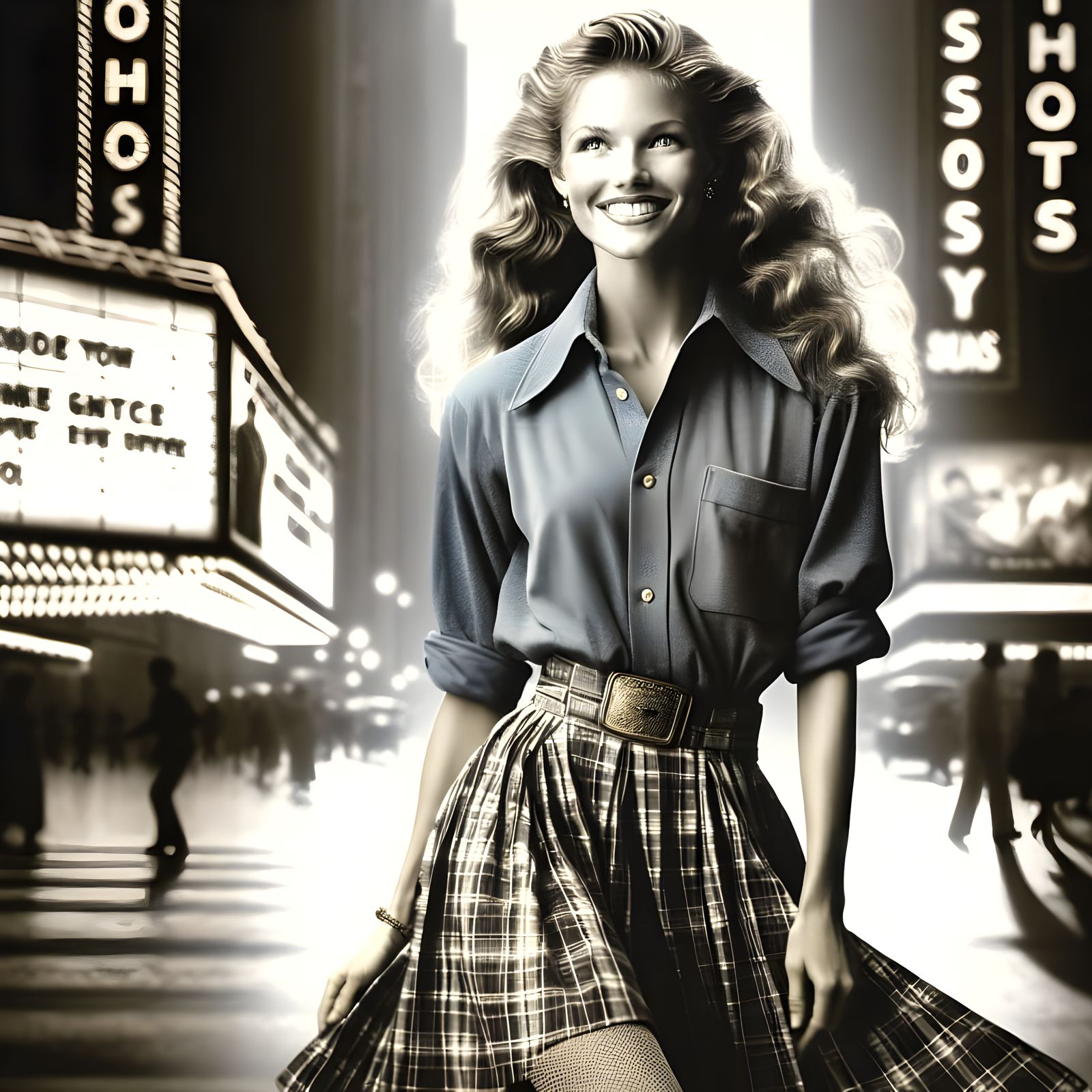 Radiant Blonde Dancer Exits Stage in 1970s Flair