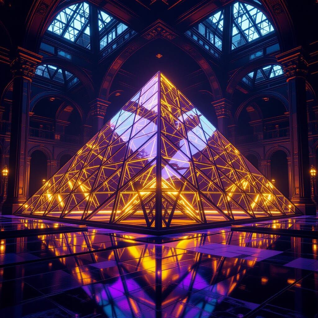 Translucent Glass Pyramid in Dark Fantasy Style