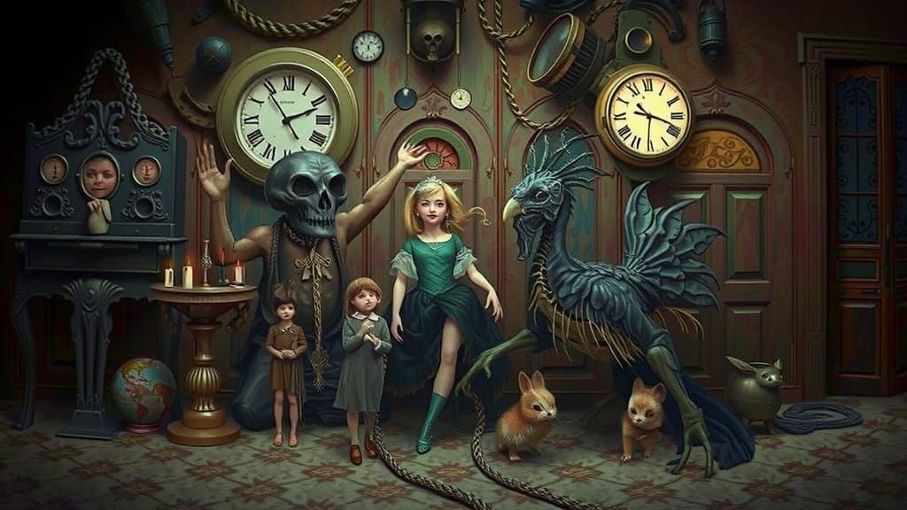 Surrealist Dreamscape in Nightmarish Realm with Eerie Dolls ...