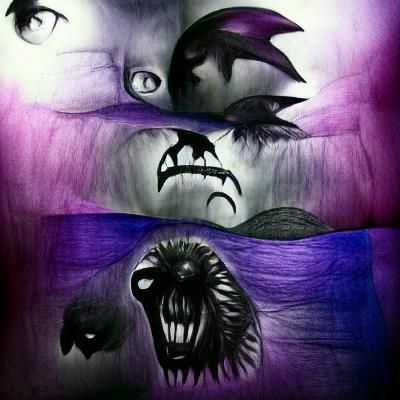 Nightmare Face in Purple and Black Shadows
