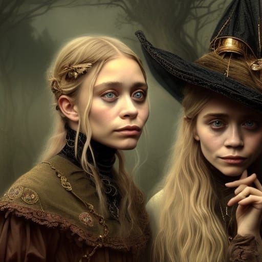 Gothic Portrait of Ethereal Witches in Victorian Style