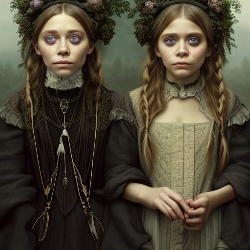 Ethereal Gothic Portrait of Witches in Victorian Style