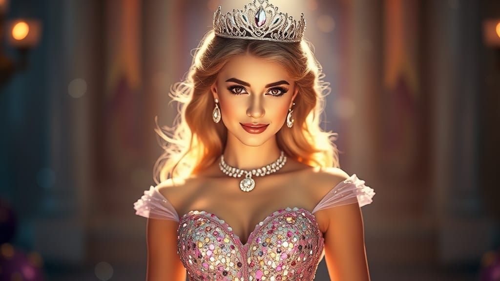 Princess Aurora in Radiant Tiara and Sequined Gown