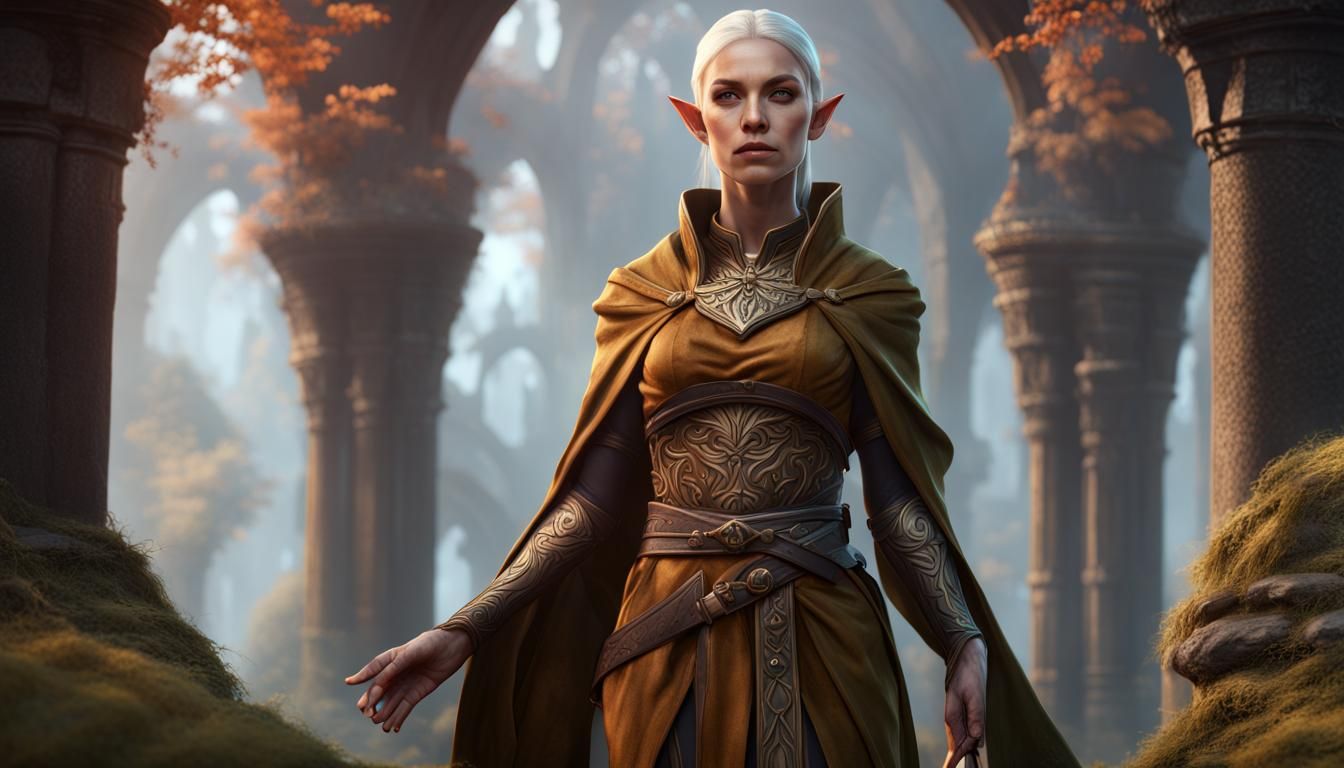 Detailed Elven Monk Fantasy Art in 8K