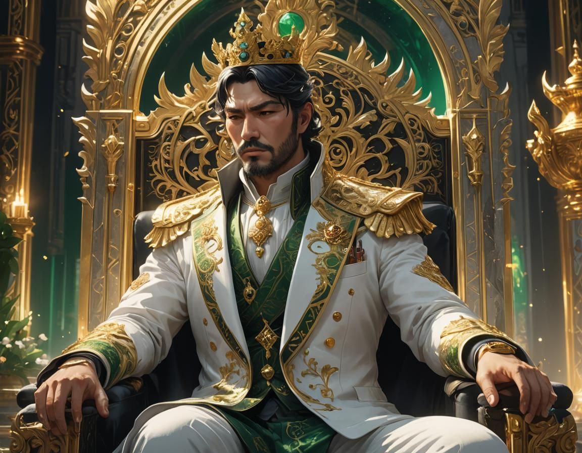 Emerald Palace King in Dark Fantasy Anime Style