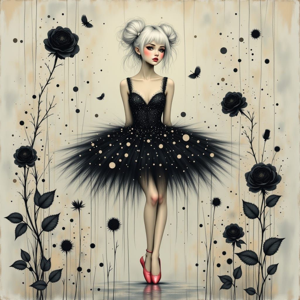 Ballerina in Ethereal Alphonse Mucha Style