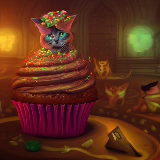 illuminati cupcake eating cat