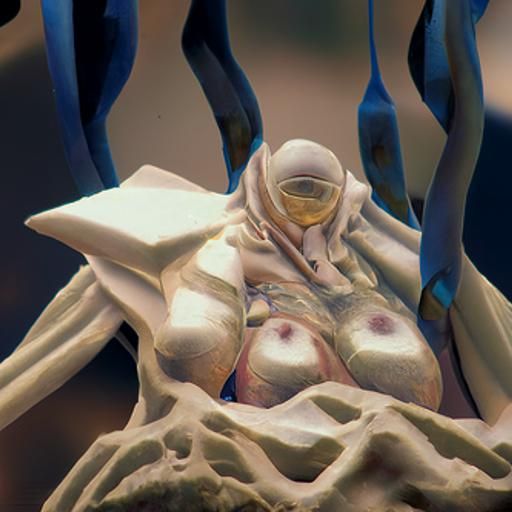 Alien Girl in Bio Scarf: Cyberpunk Art