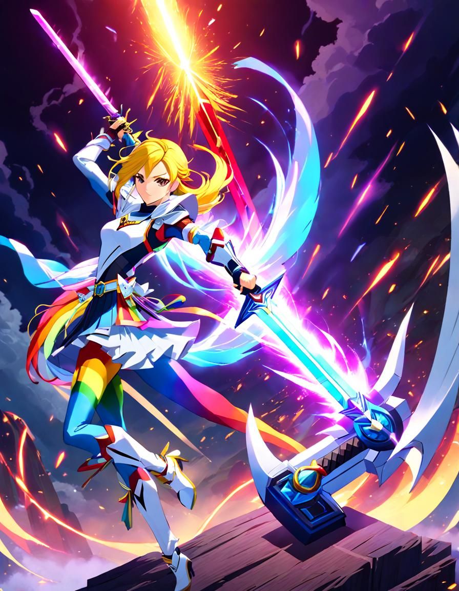 Nephalem Wields Rainbow Energy Sword: Digital Matte Painting