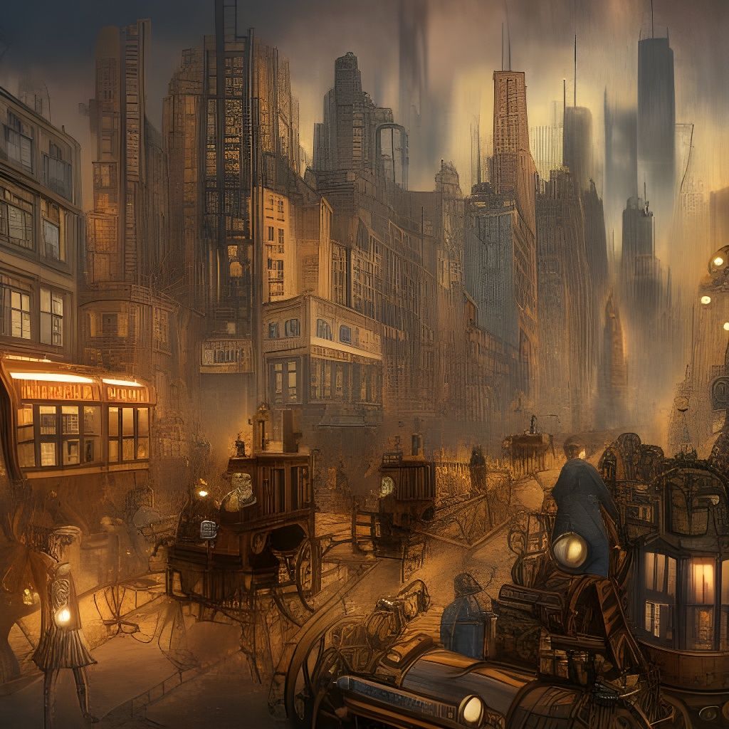 Steampunk New York 1900 Digital Illustration