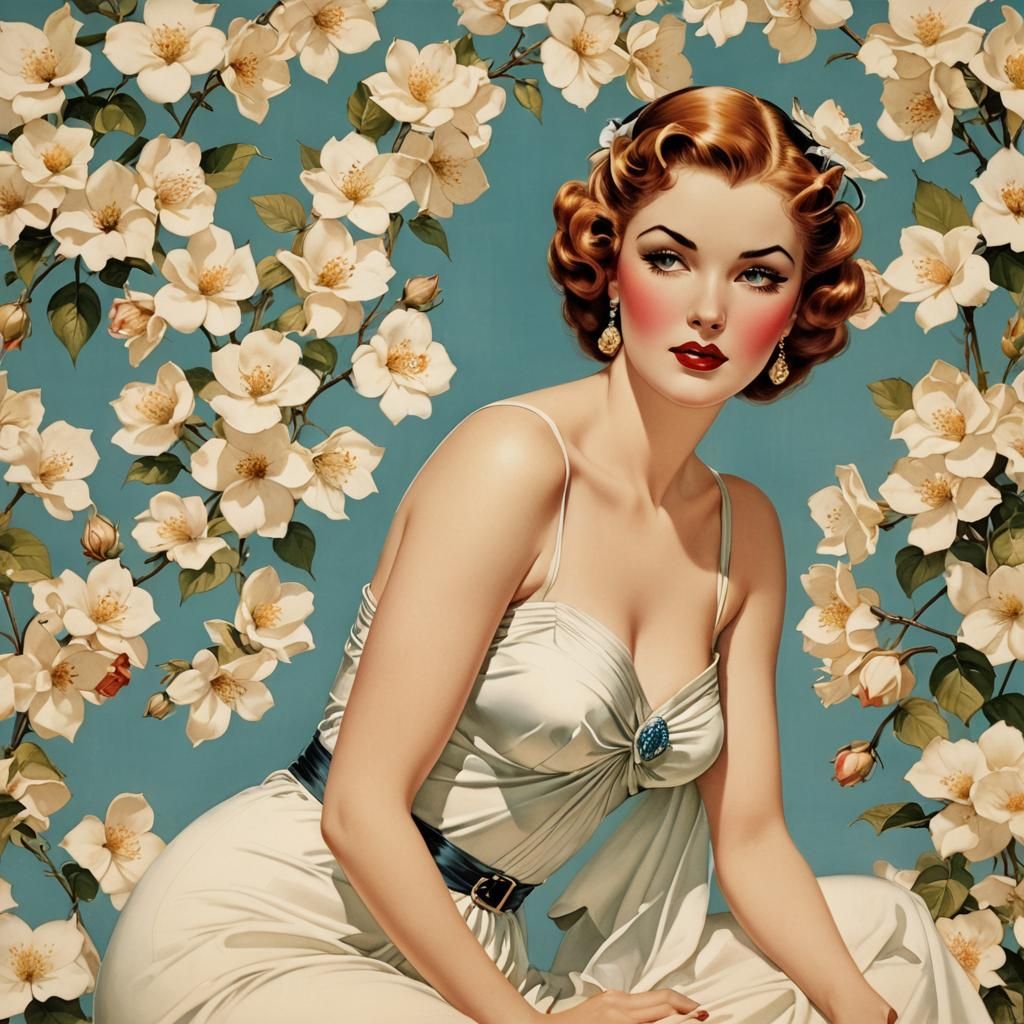Classic Pin-Up Girl in Vargas Style