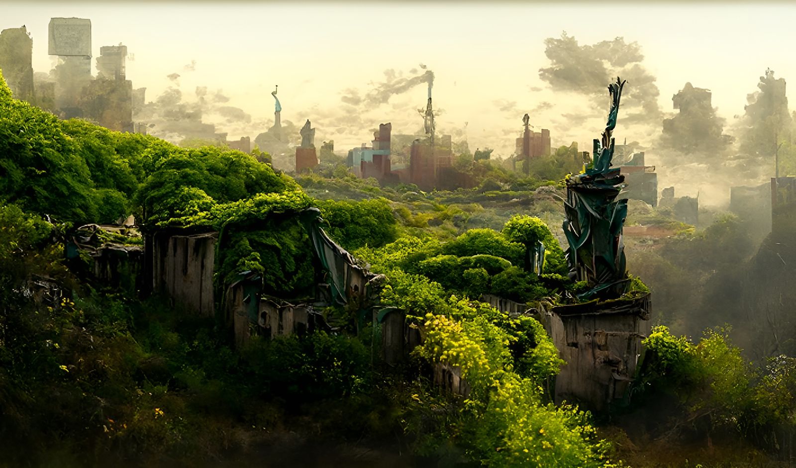Overgrown Statue of Liberty Ruins: Matte Painting