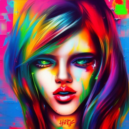 Hot Girls Graffiti Art in Splash Art Style