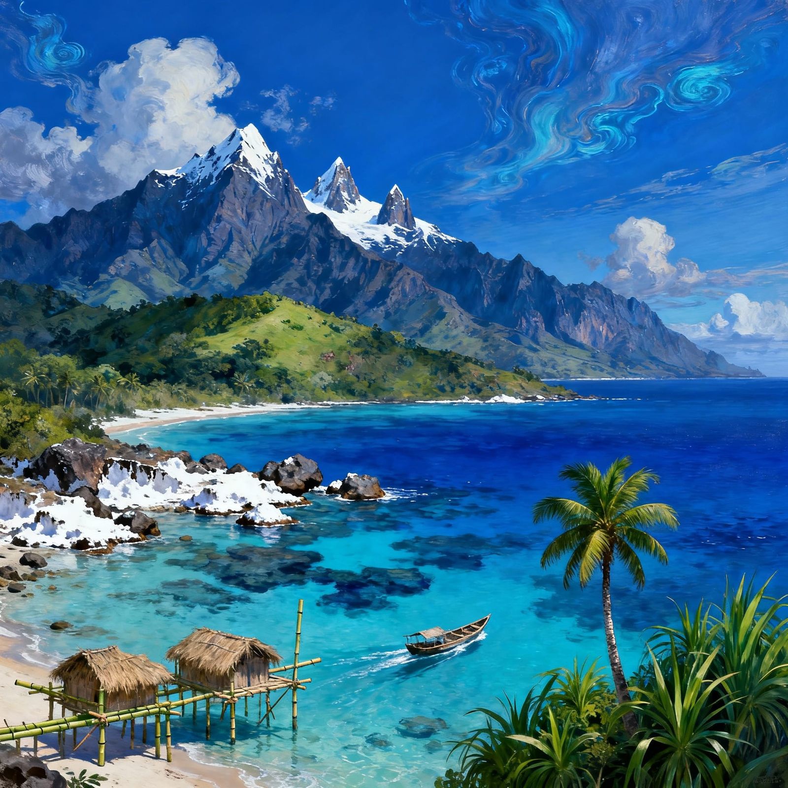 Lost Island Paradise with Surreal Sky