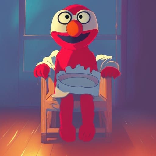 Elmo in Ghost Mask, Studio Ghibli Style