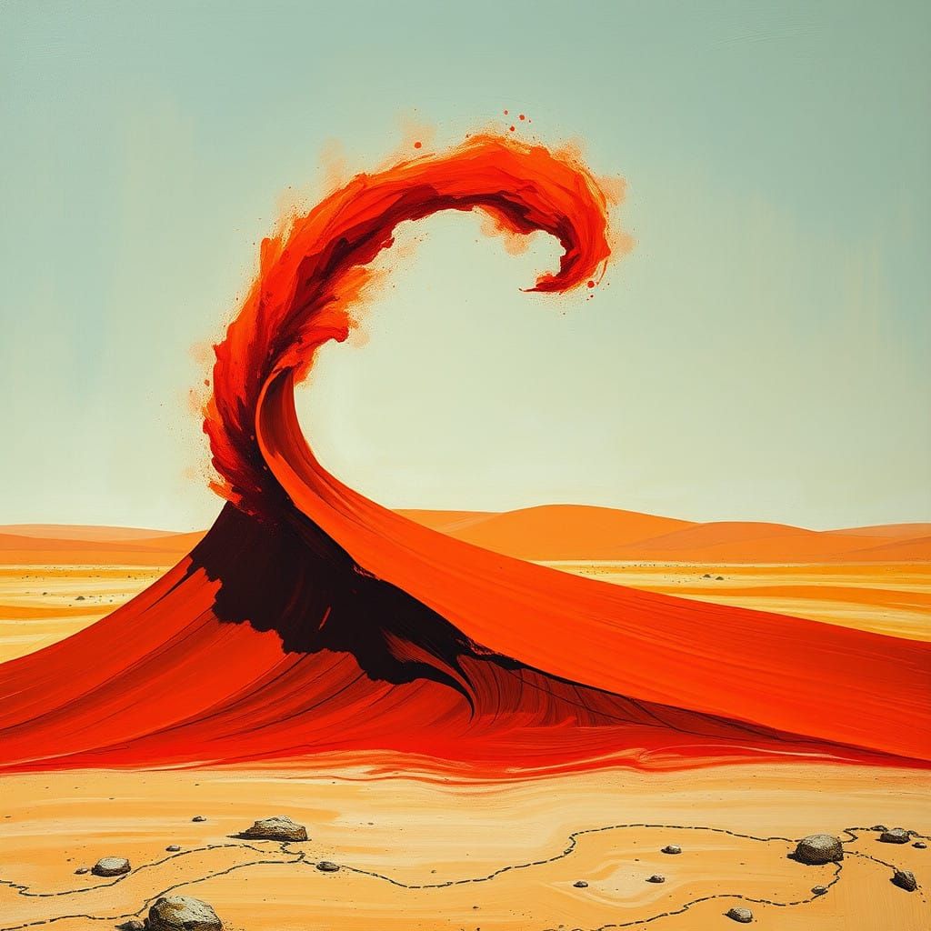 Crimson Sandstorm Sweeps Across Barren Wastes