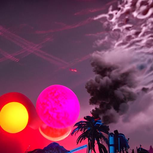 Multiple Moons Ablaze in Synthwave Neon Retro Style