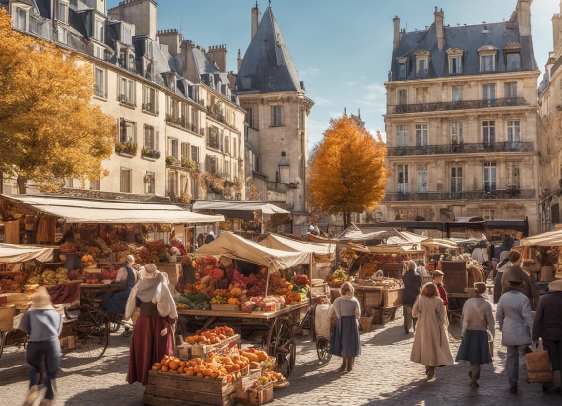 Medieval Farmers' Market in Paris: Comic Book Art