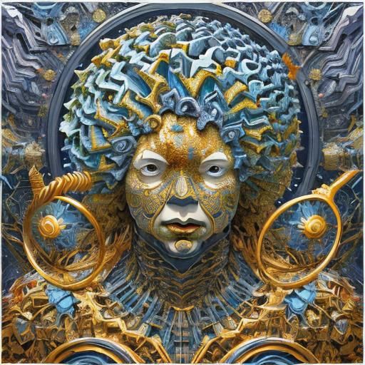 Colorful Fractal Face in Photorealistic 3D