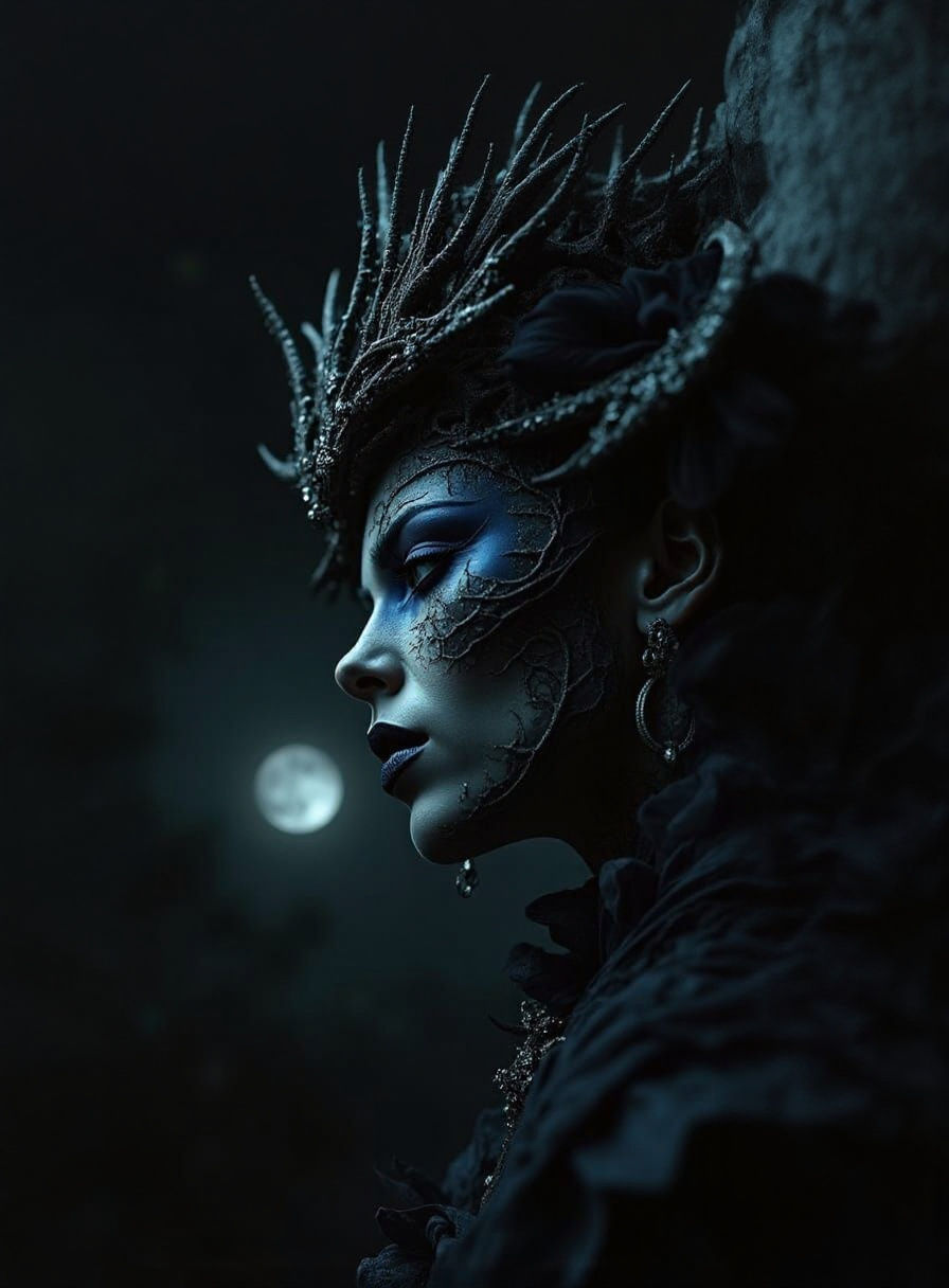 Gothic Sorceress Under Supermoon