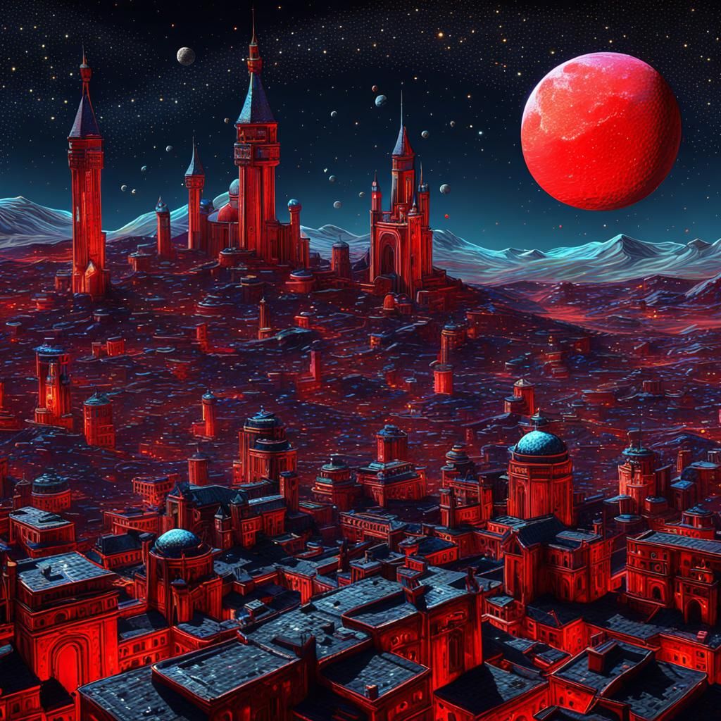 Surreal Cities on Saturn in Astral Cosmic Style