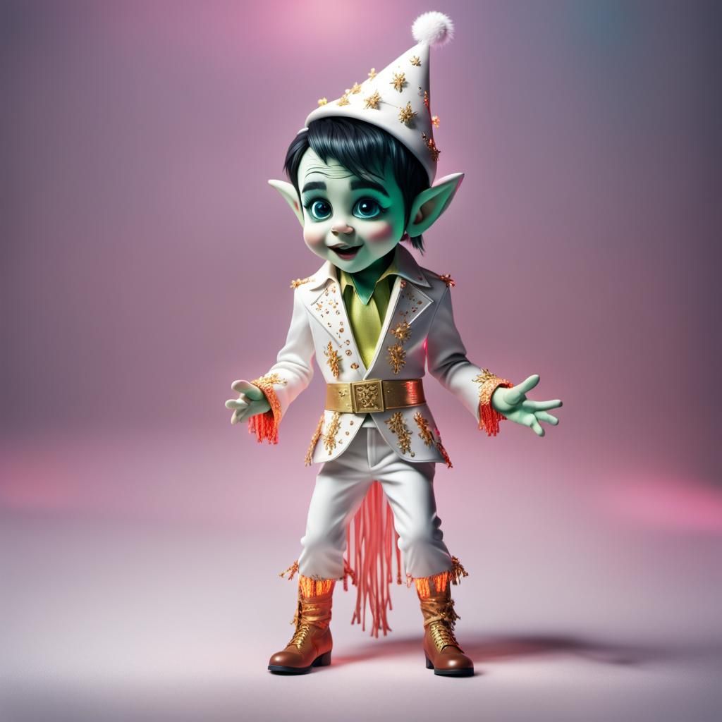 Miniature Rotting Elf as Elvis Presley on Stage