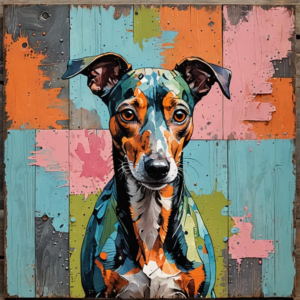 Italian Greyhound in Watercolour Pop Art Style