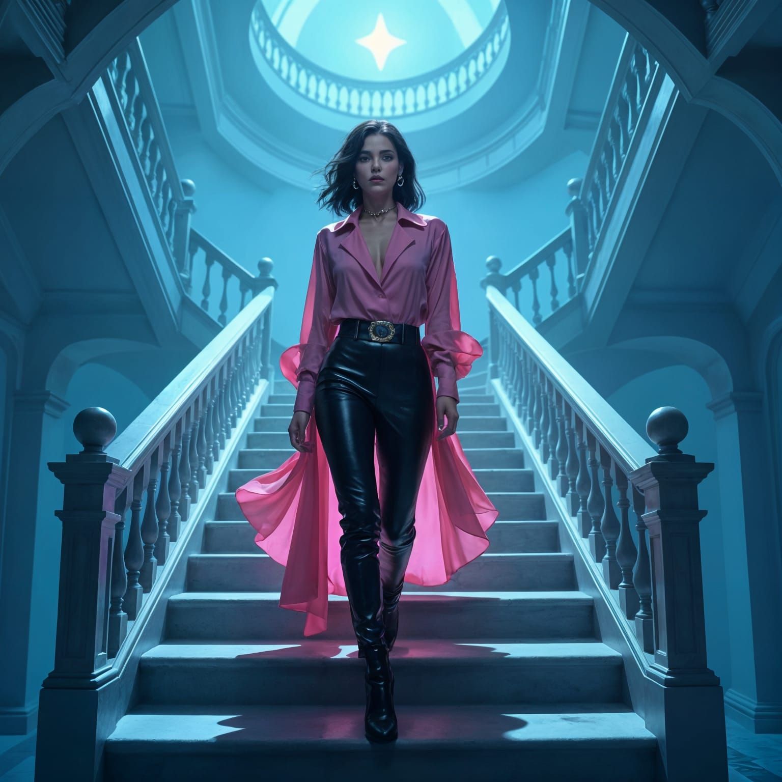 Bioluminescent Punk Dwarf in Escher-esque Infinity