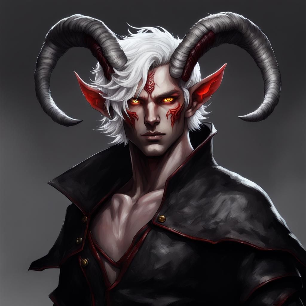 Detailed Portrait of a Young Red Tiefling