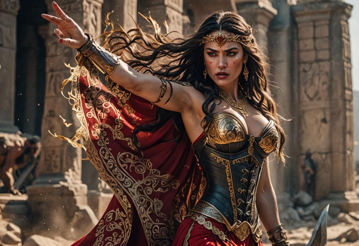 Barbarian Warrior Woman in a Babylonian Landscape