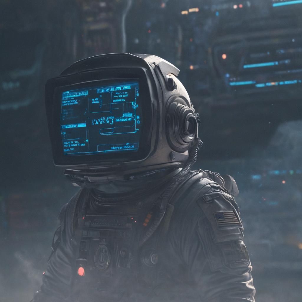 Futuristic Terminal Denies Astronaut Login: Cinematic Sci-Fi