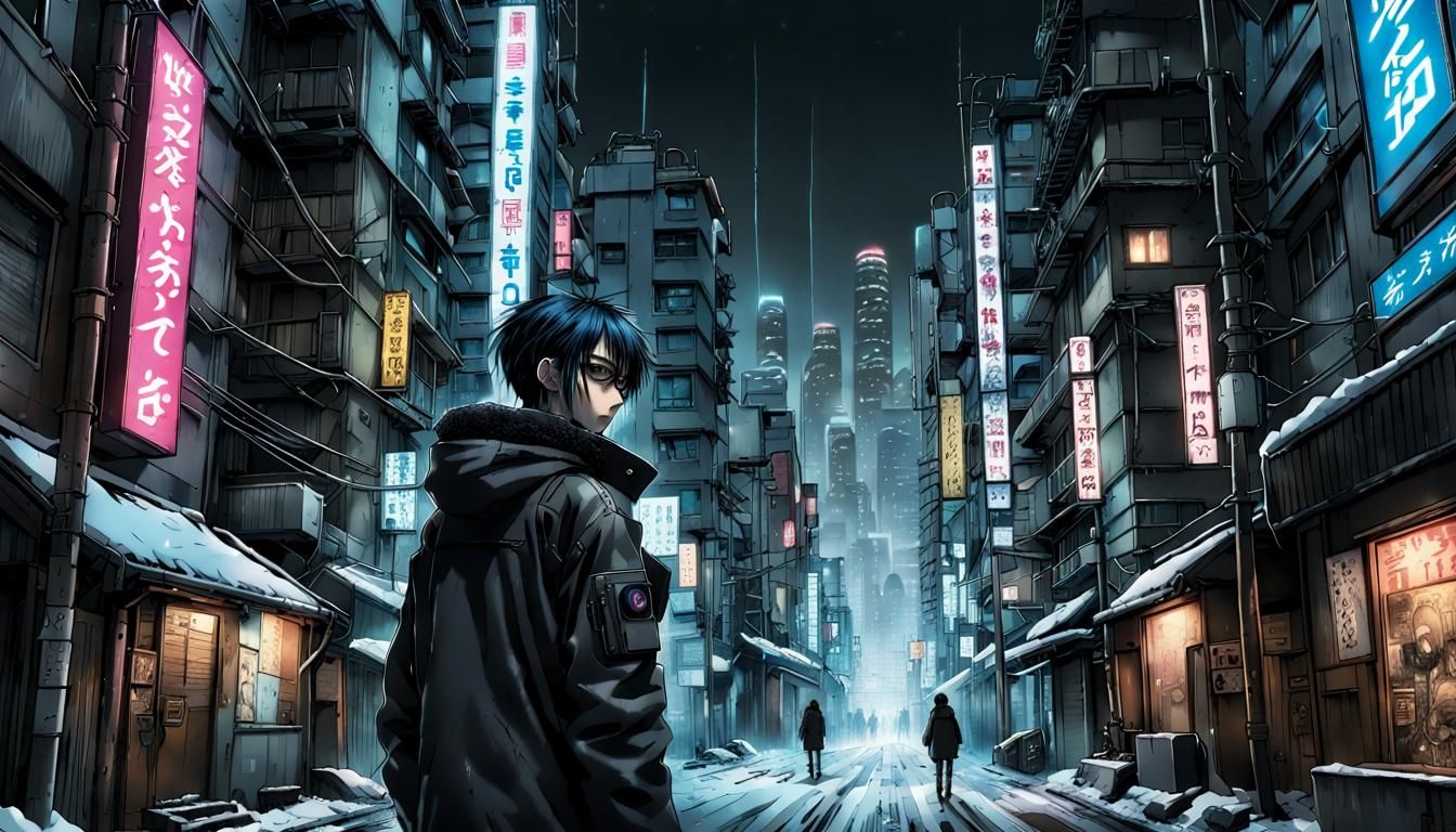 Epic Cyberpunk Cityscape at Night: Manga Anime Visual