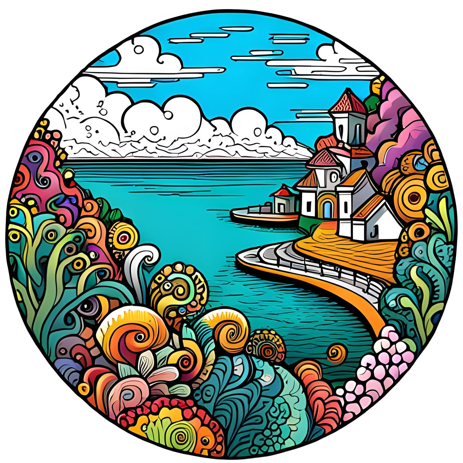 Intricate Coral Reef Coloring Book Page