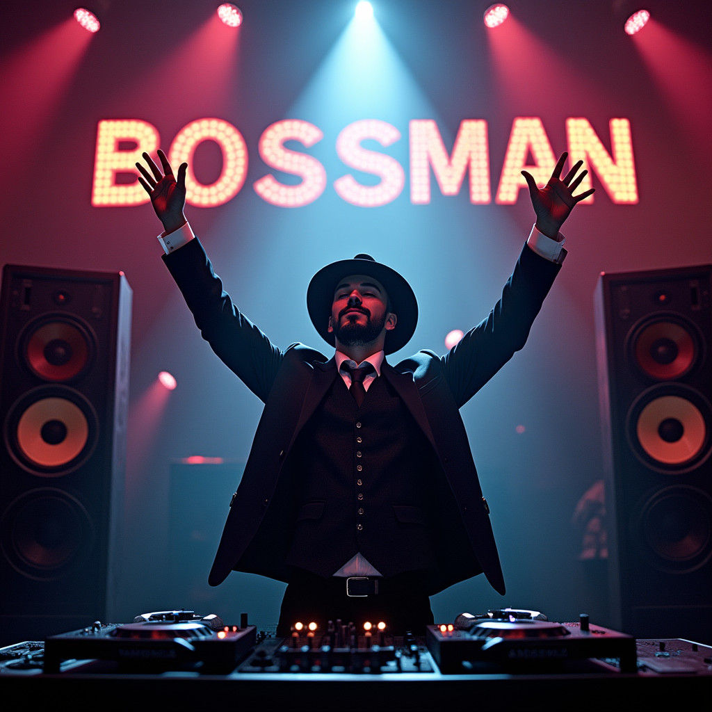 Charismatic DJ Basking in Spotlight: Graffiti Art Style