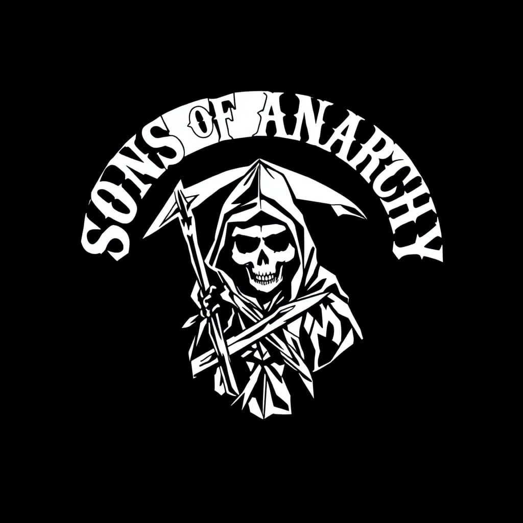 Cubist Grim Reaper Emblem in Dark, Gritty Style